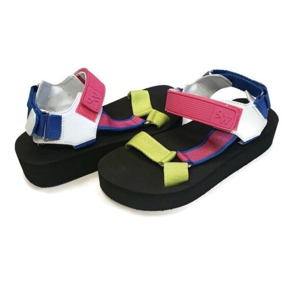 Nine West Taven2 Wedge Open Toe Sandals Womens Size 5 Light Green Fabric - Picture 7 of 7